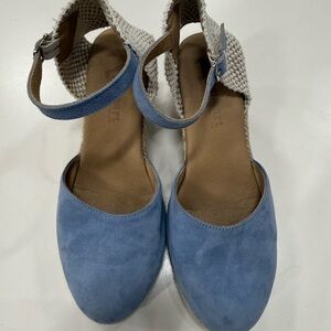 Espadrilles Blue Suede Leather Mules